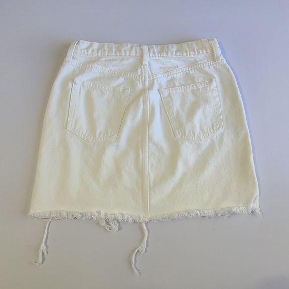 Lucky Brand Skirt Women 6/28 White Denim Cut Off Mid Rise Mini Short Button Fly - Picture 2 of 11